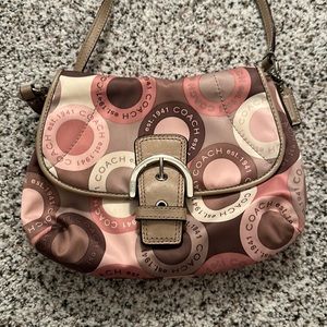 Coach Crossbody Bag - pink and tan print